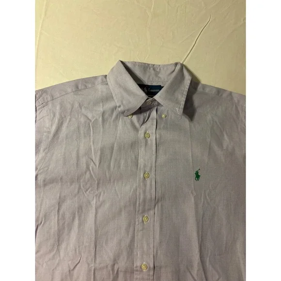 Polo Ralph Lauren Button Down Mens XL Purple Micro Check Excellent Pony Logo - Picture 9 of 12